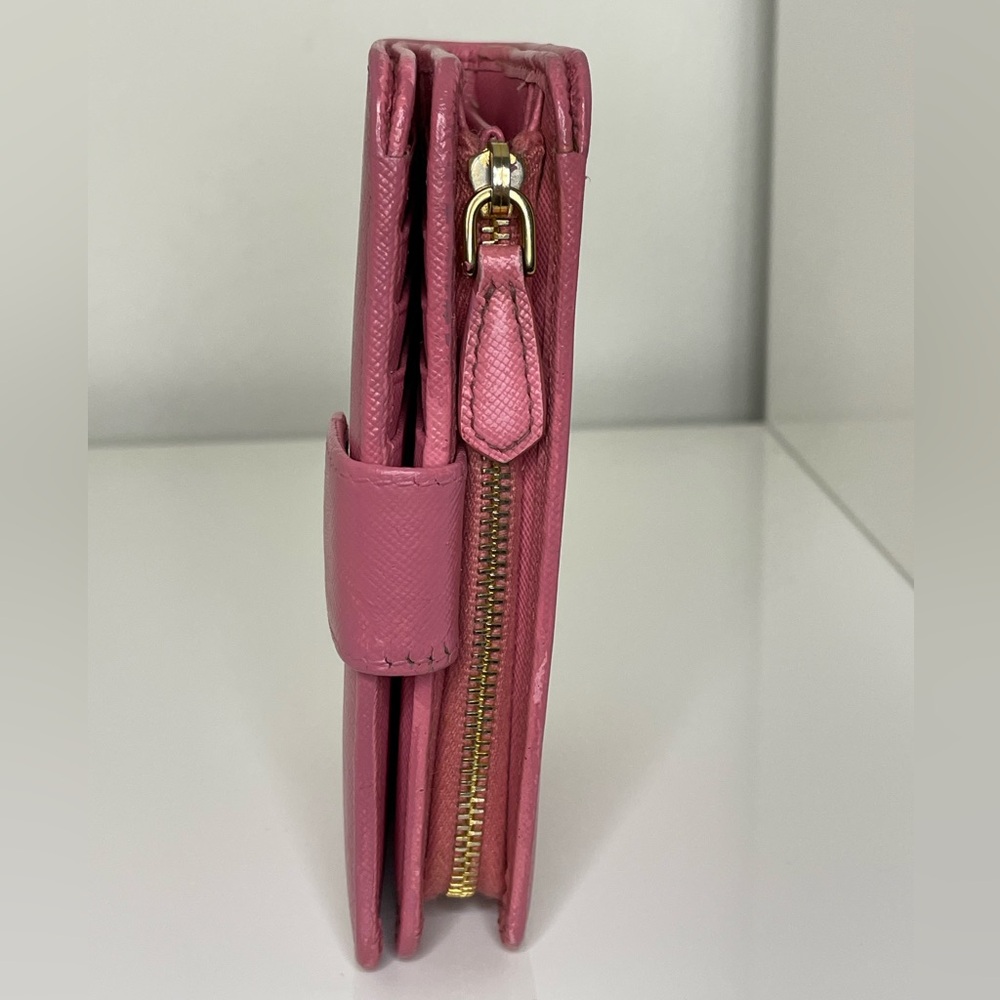 Prada Pink Saffiano Leather Zippy Small Wallet - Picture 5 of 8